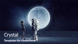  Presentation with space suit - Presentation having moon apollo - scientists designing space suit mixed background and a  colored foreground