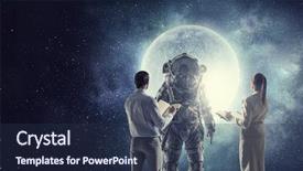  Presentation with space suit - Colorful PPT theme enhanced with moon apollo - scientists designing space suit mixed backdrop and a  colored foreground