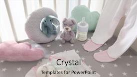  Presentation with milk baby - Theme having moon bear - adorable handmade crochet toys background and a light gray colored foreground