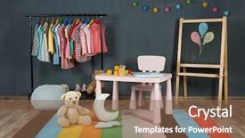  Presentation with music colorful for kids - Colorful presentation design enhanced with moon bear - interior of colorful playing room backdrop and a tawny brown colored foreground
