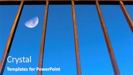  Presentation with prison bars - Cool new presentation theme with moon-behind-the-bars backdrop and a teal colored foreground