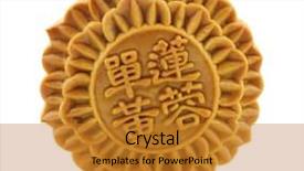  Presentation with trademark - Colorful PPT theme enhanced with moon cake festival - chinese mooncake the chinese words backdrop and a gold colored foreground