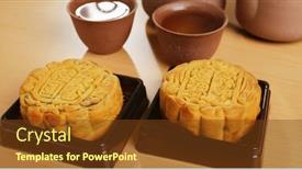  Presentation with moon - Slide deck consisting of moon-cakes-and-chinese-tea background and a tawny brown colored foreground