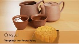  Presentation with moon - Presentation consisting of moon-cakes-and-chinese-tea background and a gold colored foreground