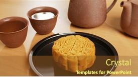  Presentation with moon - Presentation enhanced with moon-cakes-and-chinese-tea background and a tawny brown colored foreground