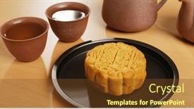  Presentation with moon - Presentation theme consisting of moon-cakes-and-chinese-tea background and a tawny brown colored foreground