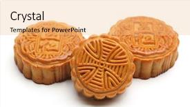  Presentation with moon - Colorful PPT layouts enhanced with moon cakes on white background backdrop and a coral colored foreground