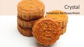 Presentation with moon - Slides with moon cakes on white background background and a yellow colored foreground