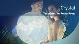 Presentation with romantic - Slide deck with moon earth - romantic couple in the tropical background and a ocean colored foreground