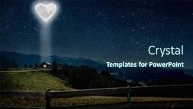  Presentation with lovers - Presentation theme enhanced with moon-heart-shaped-shines-over background and a navy blue colored foreground
