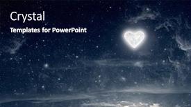  Presentation with lovers - PPT theme with moon-heart-shaped-shines-over background and a navy blue colored foreground