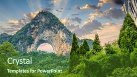  Presentation with hill - Presentation theme with moon hill yangshuo china background and a tawny brown colored foreground