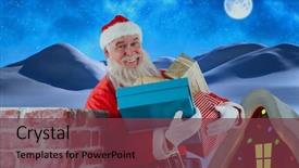  Presentation with winter scene - Audience pleasing slide deck consisting of portrait of santa claus carrying backdrop and a tawny brown colored foreground