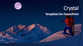  Presentation with scenic - Cool new PPT theme with landscape of crans-montana range backdrop and a navy blue colored foreground