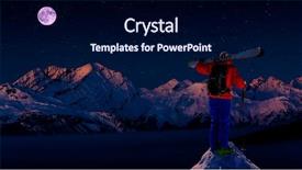  Presentation with backcountry - Cool new PPT theme with ski with amazing view of swiss famous mountains in beautiful winter snow mt fort the skituring backcountry skiing in fresh powder snow backdrop and a navy blue colored foreground