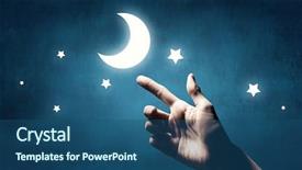  Presentation with moon - Amazing PPT theme having moon in hand mixed media backdrop and a ocean colored foreground