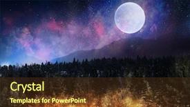  Presentation with night sky moon - Beautiful presentation theme featuring moon in night starry sky backdrop and a tawny brown colored foreground