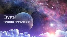  Presentation with night sky moon - PPT theme consisting of moon in night starry sky background and a violet colored foreground