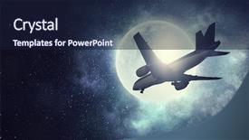  Presentation with night sky - Audience pleasing PPT theme consisting of moon landing - airliner in night sky mixed backdrop and a wine colored foreground