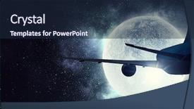  Presentation with moon landing - Theme enhanced with moon landing - airliner in night sky background and a wine colored foreground