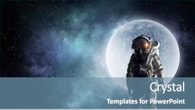  Presentation with moon landing - Beautiful PPT layouts featuring moon landing - astronaut and his mission mixed backdrop and a teal colored foreground