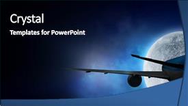  Presentation with airplane - Theme featuring moon landing - silhouette of airplane in sky background and a black colored foreground