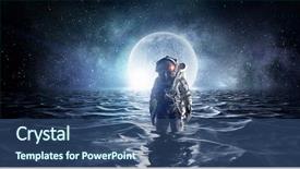  Presentation with moon landing - Slide deck having moon landing - spaceman in the sea mixed background and a ocean colored foreground