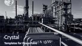  Presentation with fuel oil - Amazing PPT layouts having moon-light over large oil and fuel refinery dark toning concept in a surreal way backdrop and a wine colored foreground