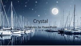  Presentation with nighttime - Audience pleasing slide deck consisting of moon marina in bright moonlight backdrop and a seafoam green colored foreground