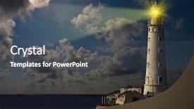  Presentation with navigation - Colorful PPT theme enhanced with moon navigation - lighthouse at night backdrop and a dark gray colored foreground