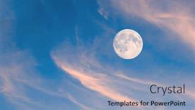  Presentation with moon - Presentation theme having moon-over-clouds-as-nature background and a teal colored foreground
