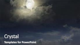  Presentation with land - Audience pleasing presentation theme consisting of moon over mountain peaks backdrop and a tawny brown colored foreground