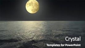  Presentation with moon - Cool new presentation theme with moon over the sea backdrop and a dark gray colored foreground