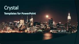  Presentation with city moon - Amazing slide deck having moon rise over midtown manhattan backdrop and a navy blue colored foreground