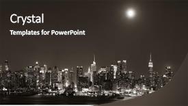  Presentation with city moon - Cool new PPT layouts with moon rise over midtown manhattan backdrop and a wine colored foreground
