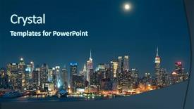  Presentation with city moon - PPT layouts enhanced with cityscape nyc - moon rise over midtown manhattan background and a ocean colored foreground