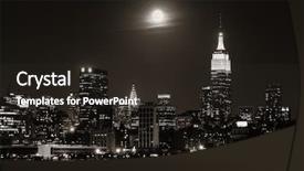  Presentation with city moon - Presentation theme having moon rise over midtown manhattan background and a wine colored foreground
