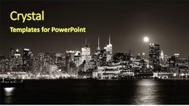  Presentation with city moon - Beautiful PPT theme featuring moon rise over midtown manhattan backdrop and a wine colored foreground