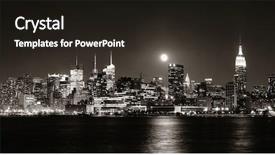  Presentation with city moon - PPT layouts consisting of moon rise over midtown manhattan background and a dark gray colored foreground