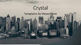  Presentation with city moon - Amazing theme having moon rise over midtown manhattan backdrop and a light gray colored foreground