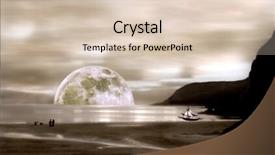  Presentation with moon - PPT theme enhanced with moon rising over the sea background and a  colored foreground