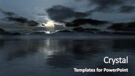  Presentation with dark blue moonlight landscape - PPT theme having moon rising sea - dark night moonlight background and a  colored foreground