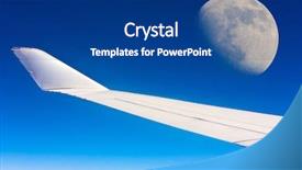  Presentation with charter flight - Amazing slide deck having moon rising sea - flight travel night backdrop and a ocean colored foreground