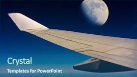  Presentation with airplane runway flight - Colorful PPT layouts enhanced with moon rising sea - sky wing flight backdrop and a ocean colored foreground