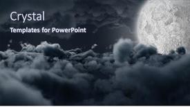  Presentation with shining - Cool new theme with moon shining between clouds in the night backdrop and a tawny brown colored foreground