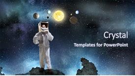  Presentation with space - PPT theme with moon walk - dreaming to explore space mixed background and a tawny brown colored foreground