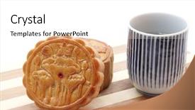  Presentation with tea cake - Beautiful presentation featuring mooncake festival - chinese moon cake with tea backdrop and a white colored foreground