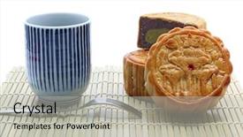  Presentation with tea cake - Amazing theme having mooncake festival - set of moon cake backdrop and a  colored foreground
