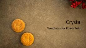  Presentation with traditional chinese character - Theme enhanced with mooncake is traditional pastry eaten background and a coral colored foreground