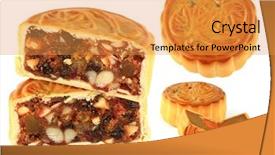  Presentation with lunar moon - PPT layouts enhanced with mooncake with different filling durian background and a gold colored foreground